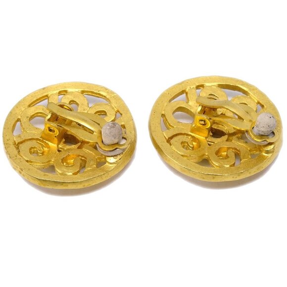 Chanel Button Earrings Clip-On Gold 95P - Picture 3 of 4